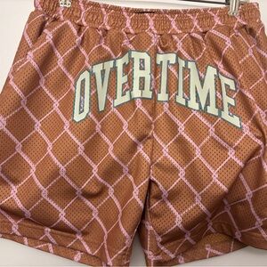 Overtime Men's Athletic Shorts - Brown and Pink